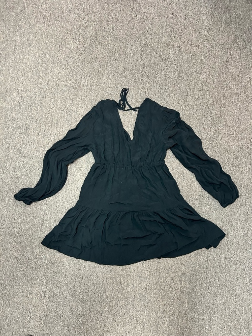 a new day Black V-Neck Long-Sleeve Tiered Mini Dress